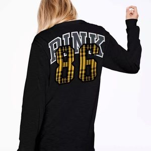 VS Pink Lace Up Long Sleeve Tee